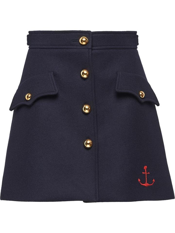 Miu Miu Anchor Wool Skirt - Blue