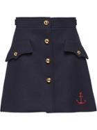 Miu Miu Anchor Wool Skirt - Blue