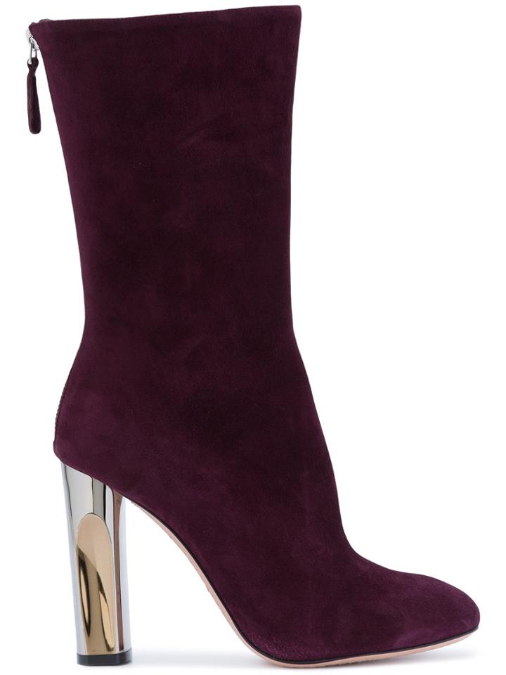 Alexander Mcqueen Sculpted Heel Fitted Boots - Pink & Purple