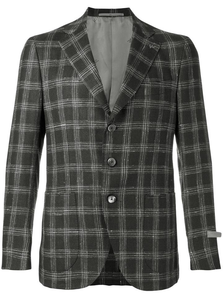 Isaia - Embroidered Blazer - Men - Silk/linen/flax/wool - 54, Black, Silk/linen/flax/wool
