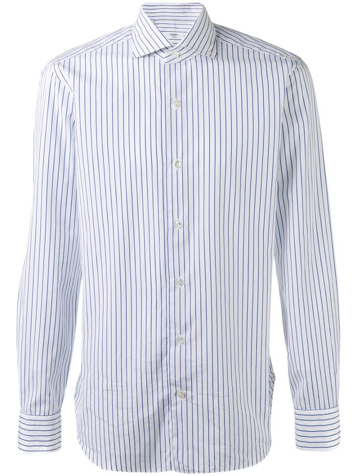 Barba Striped Shirt, Men's, Size: 39, White, Cotton