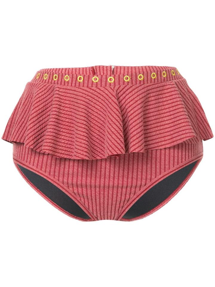 Duskii Venice Ruffled Bikini Bottoms - Red