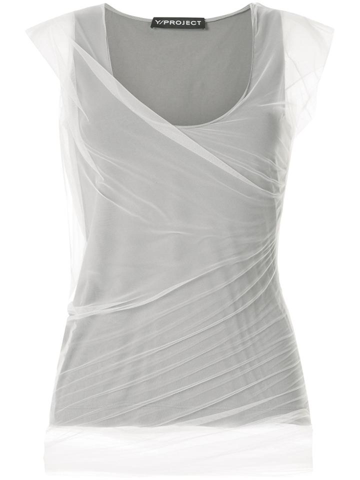 Y/project Draped Sheer Jersey Top - Green