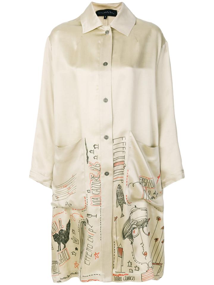 Miaoran Printed Shirt Jacket - Nude & Neutrals