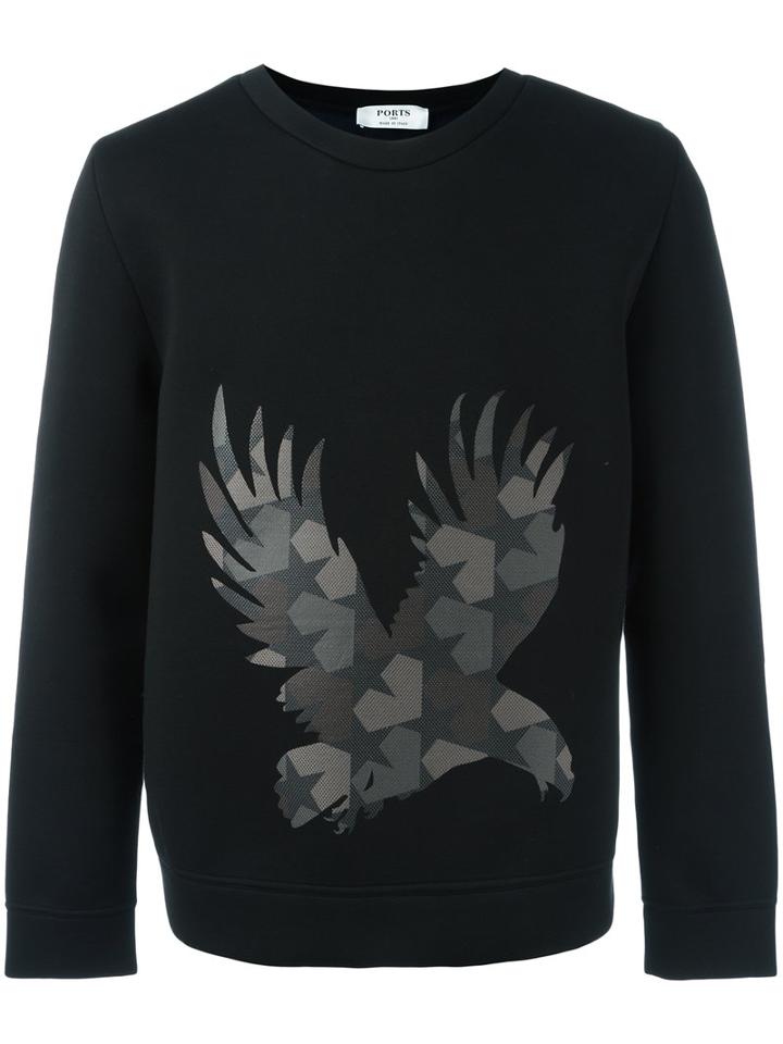 Ports 1961 Eagle Print Sweatshirt, Men's, Size: Medium, Black, Cotton/polyester