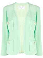 Chanel Pre-owned Tweed Cropped Jacket - Green