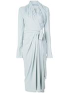 Rick Owens Draped Pleated Midi Dress - Blue