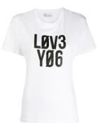 Red Valentino Slogan Print T-shirt - White
