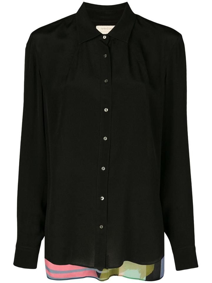 Nicole Miller Abstract Paint Shirt - Black