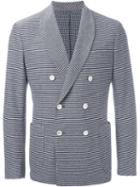 Eleventy Striped Blazer, Men's, Size: 58, Blue, Cotton