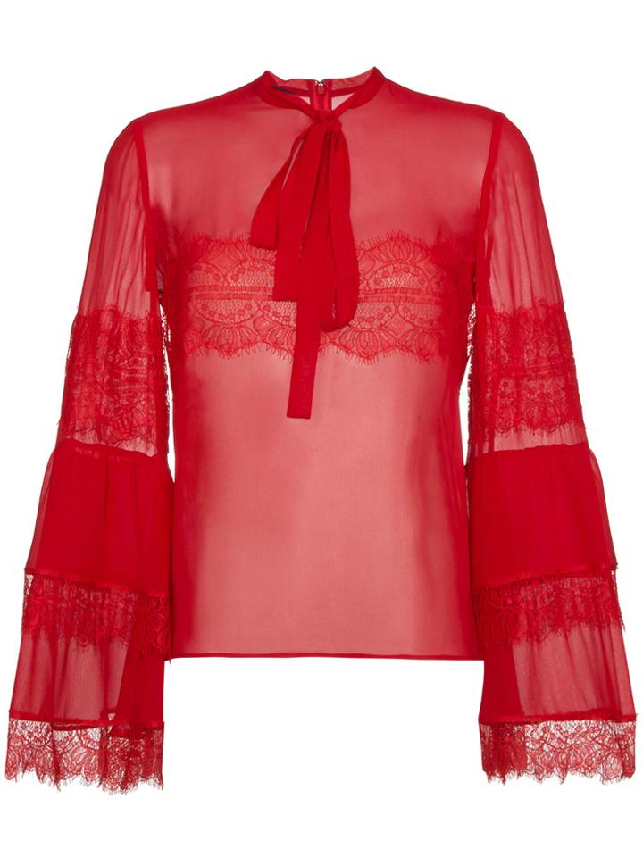 Giambattista Valli Silk Lace Blouse - Red