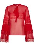 Giambattista Valli Silk Lace Blouse - Red