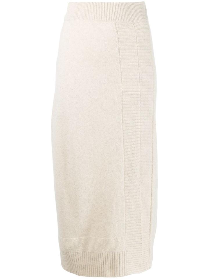 Pringle Of Scotland Guernsey Stitch Knitted Skirt - Neutrals
