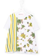 Marni Kids Floral Striped Print T-shirt, Girl's, Size: 6 Yrs, White