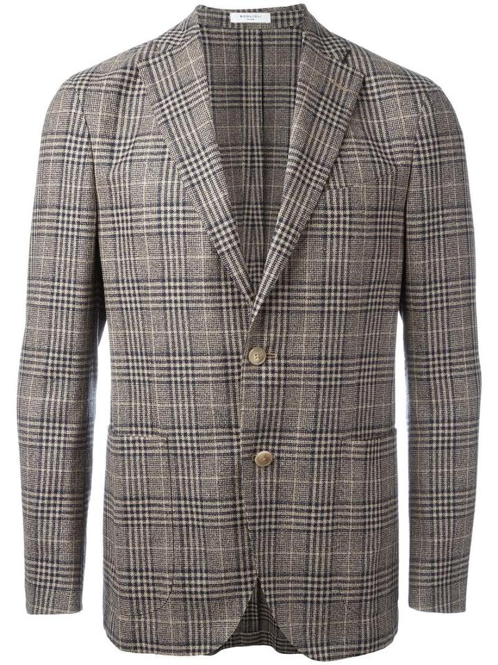 Boglioli Checked Blazer, Men's, Size: 48, Nude/neutrals, Virgin Wool/cotton/polyamide/cupro