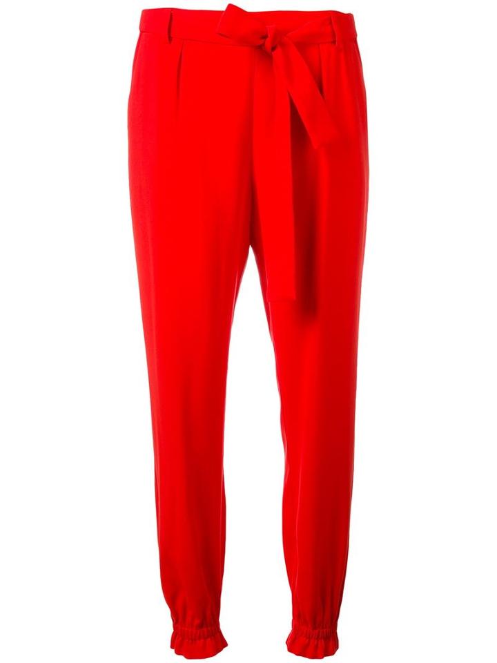 Msgm Elasticated Hem Trousers, Women's, Size: 46, Red, Polyester/acetate/viscose
