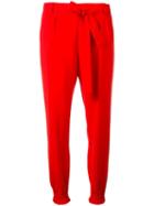 Msgm Elasticated Hem Trousers, Women's, Size: 46, Red, Polyester/acetate/viscose