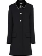 Miu Miu Embellished Natté Crepe Coat - Black
