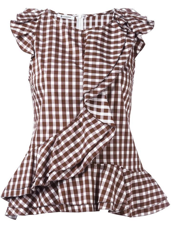 Dondup Checked T-shirt, Women's, Size: 40, Brown, Cotton
