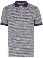 Missoni Stripe Print Cotton Polo Shirt - Blue
