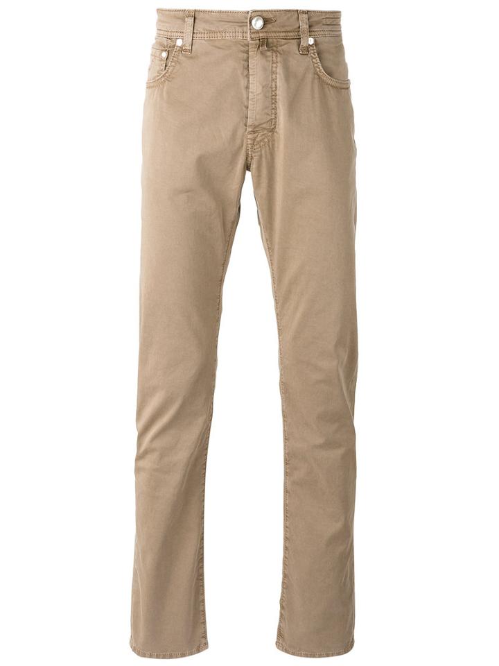 Jacob Cohen Straight Trousers, Men's, Size: 40, Nude/neutrals, Cotton/spandex/elastane