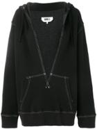 Mm6 Maison Margiela Topstitch Plunge Hoodie - Black