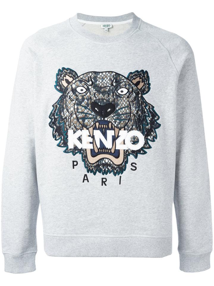 Kenzo Tiger Sweatshirt, Men's, Size: Small, Grey, Cotton/polyester