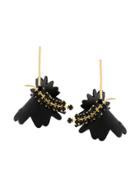 Marni Embellished Leather Drop Earrings - Black
