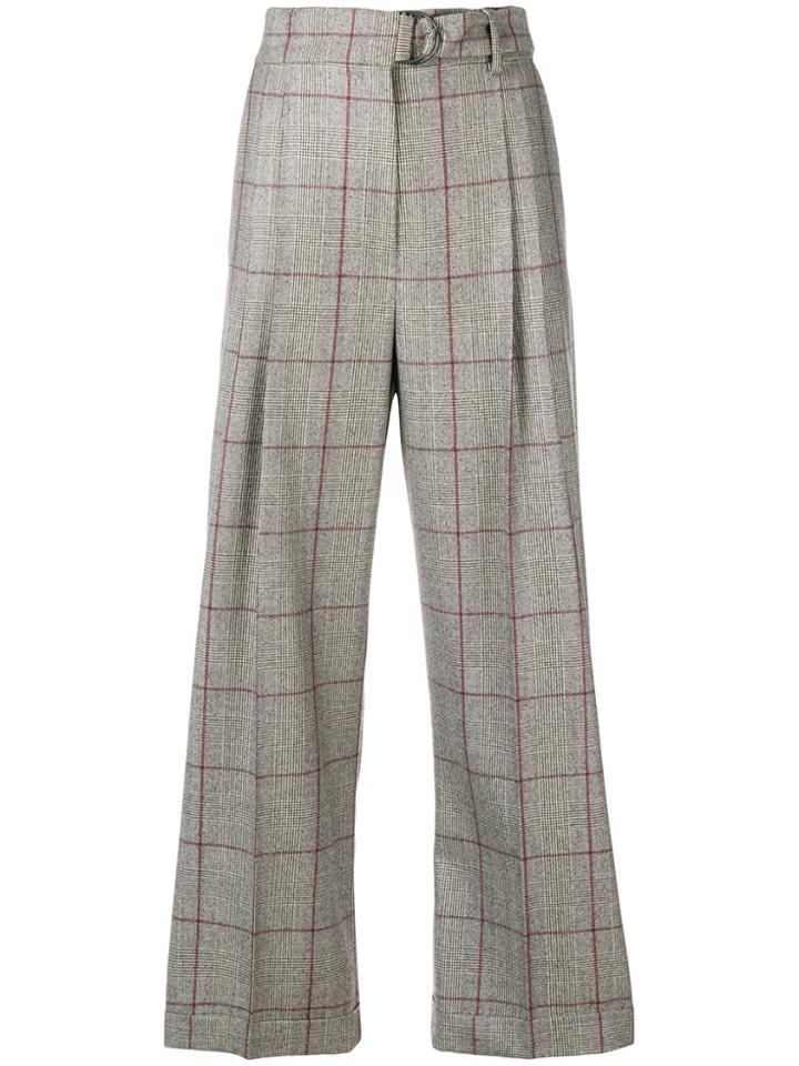 Brunello Cucinelli High Waisted Check Trousers - Brown