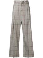 Brunello Cucinelli High Waisted Check Trousers - Brown