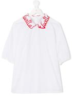 Vivetta Kids Logo Embroidered Contrast-collar Dress - White