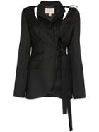 Matériel Cut-out Detail Side Tie Blazer - Black