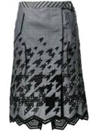 Sacai - Houndstooth Jagged Hem Skirt - Women - Cotton - 1, Black, Cotton