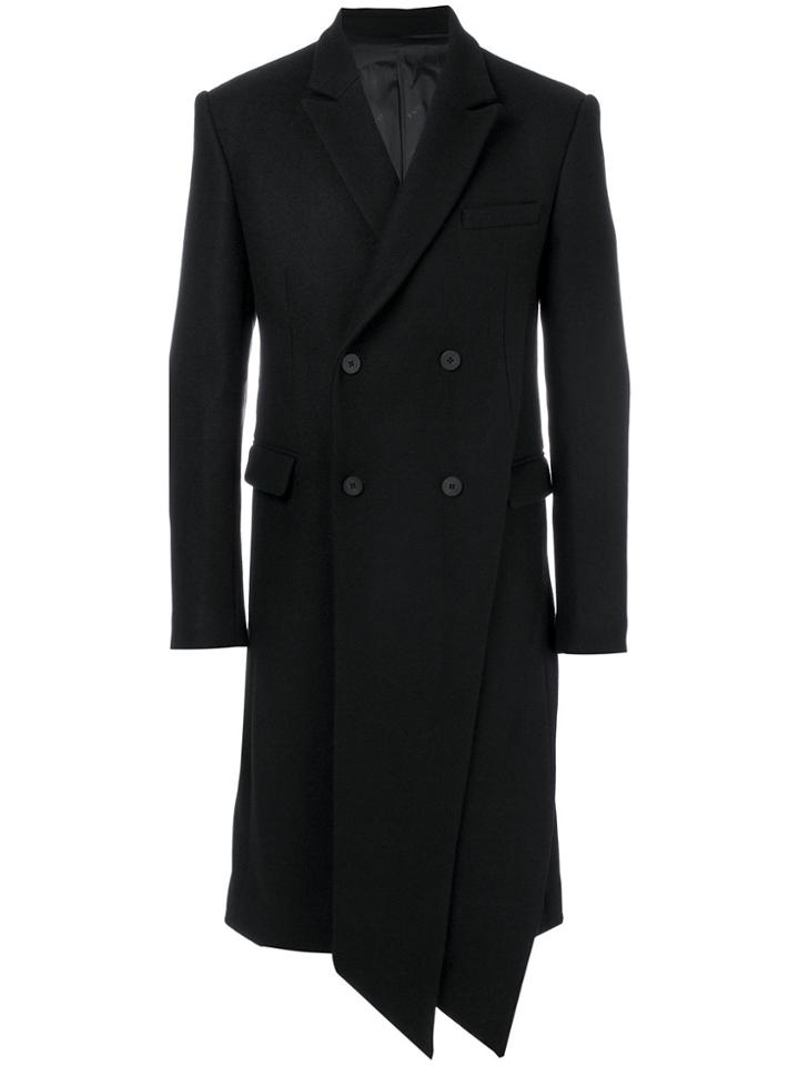 D.gnak Folded Double Breasted Coat - Black