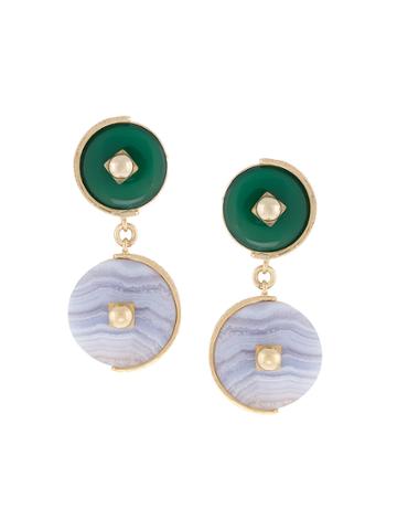 Crystalline Lace Agate Earrings - Green