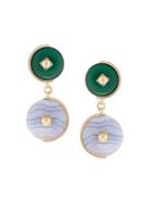 Crystalline Lace Agate Earrings - Green