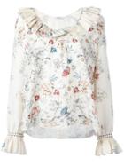 Vilshenko Skye Floral Print Blouse, Women's, Size: 10, Nude/neutrals, Silk