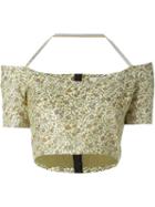 Etro Floral Print Off Shoulder Cropped Shirt