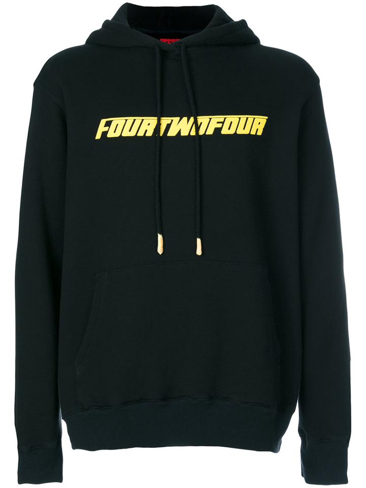 424 Fairfax - Front Print Hoodie - Men - Cotton - L, Black, Cotton