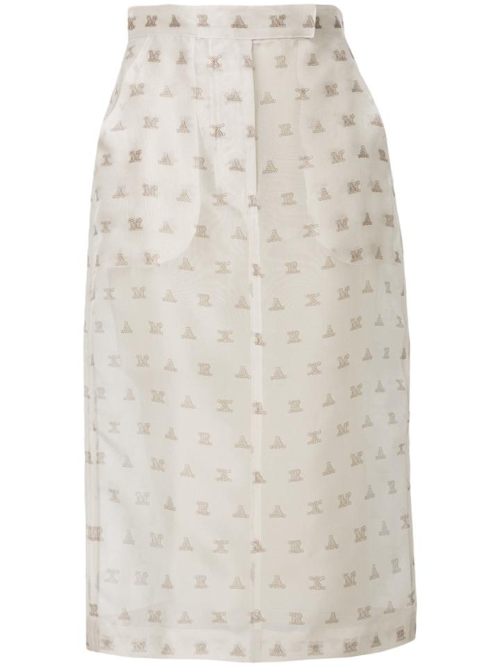 Max Mara Branded Pencil Skirt - Nude & Neutrals