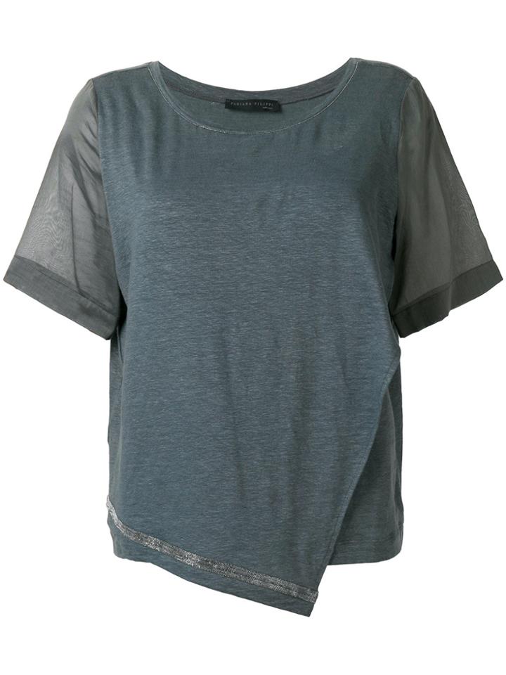 Fabiana Filippi Draped Sheer Sleeve Tee - Grey