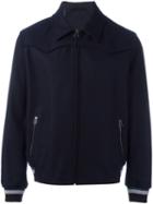Lanvin Classic Collar Bomber Jacket, Men's, Size: 52, Blue, Polyamide/polyester/viscose/virgin Wool