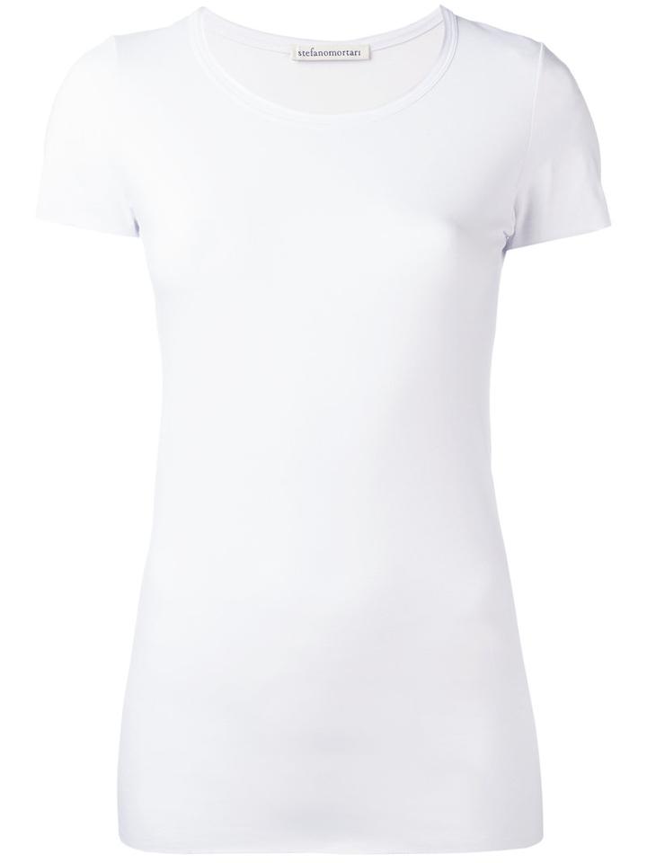 Stefano Mortari Short Sleeve Fitted T-shirt, Women's, Size: 42, White, Cotton/spandex/elastane