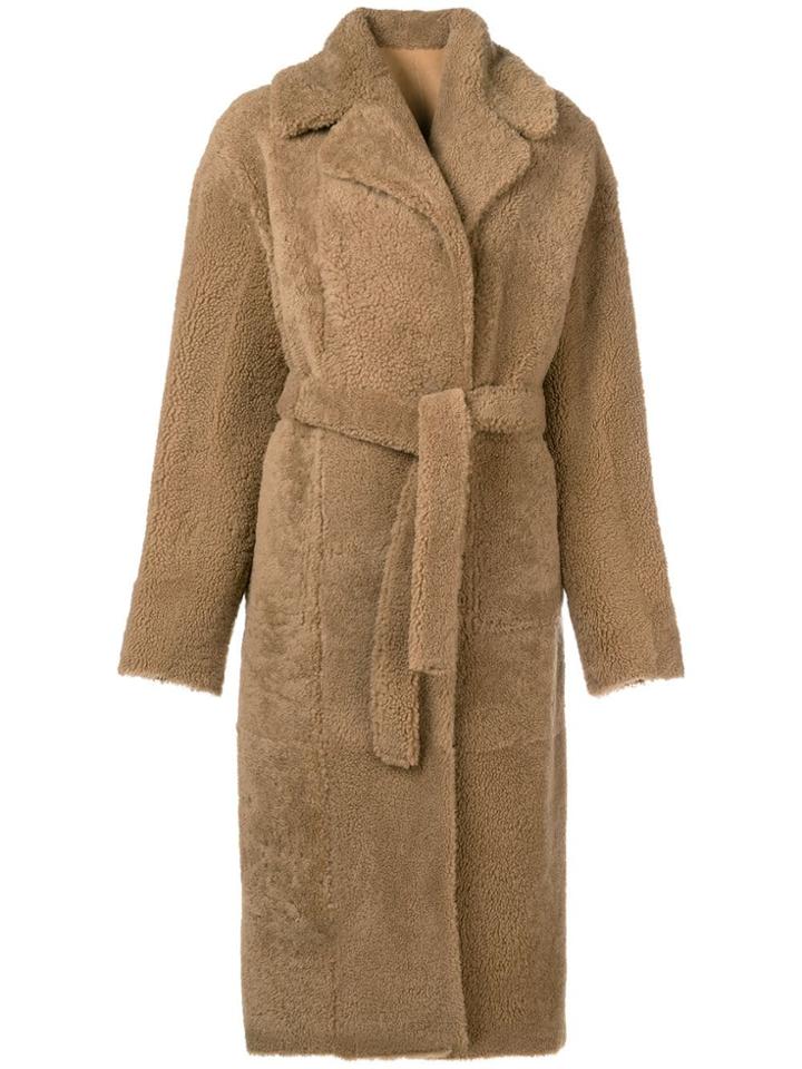 Giorgio Brato Long Shearling Coat - Nude & Neutrals