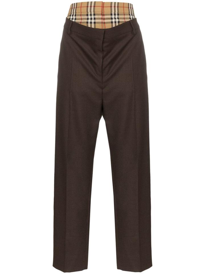 Burberry Double-layer Tailored Straight-leg Trousers - Brown