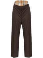 Burberry Double-layer Tailored Straight-leg Trousers - Brown