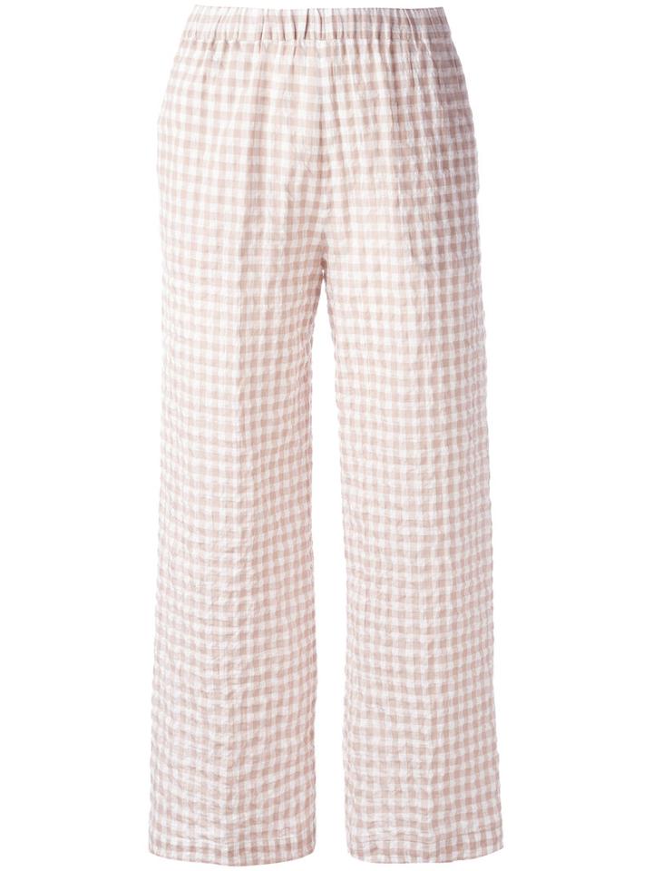 Aspesi Checked Trousers, Women's, Size: 40, Nude/neutrals, Cotton/polyurethane