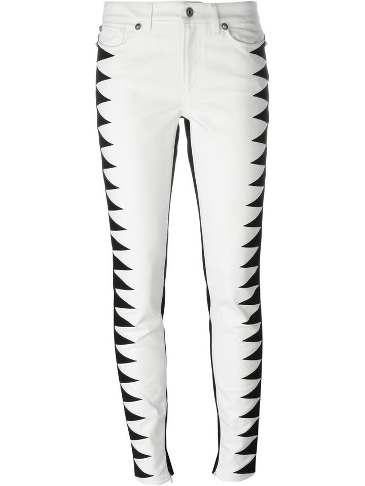 Fausto Puglisi Two Tone Skinny Jeans, Women's, Size: 40, White, Cotton/spandex/elastane