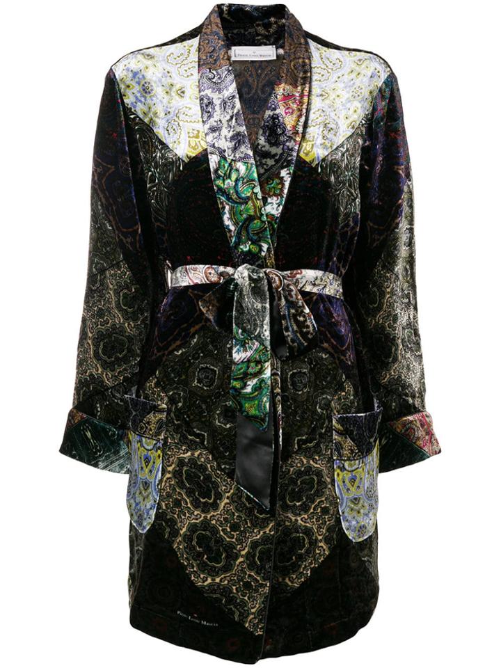 Pierre-louis Mascia Embroidered Belted Coat - Black