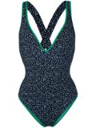 Diane Von Furstenberg - Geometric Print Swimsuit - Women - Polyamide/spandex/elastane - S, Blue, Polyamide/spandex/elastane